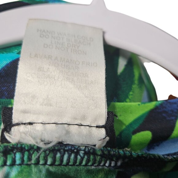 Tropical Floral V-Neck Dress In Vibrant Green & Blue Ingear Brand Medium Size Po - Picture 5 of 5